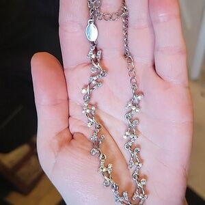 Silver Bracelet W/ Iridescent Crystals